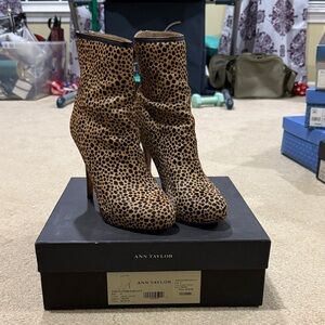 Ann Taylor Cheetah Print Heeled Boots
